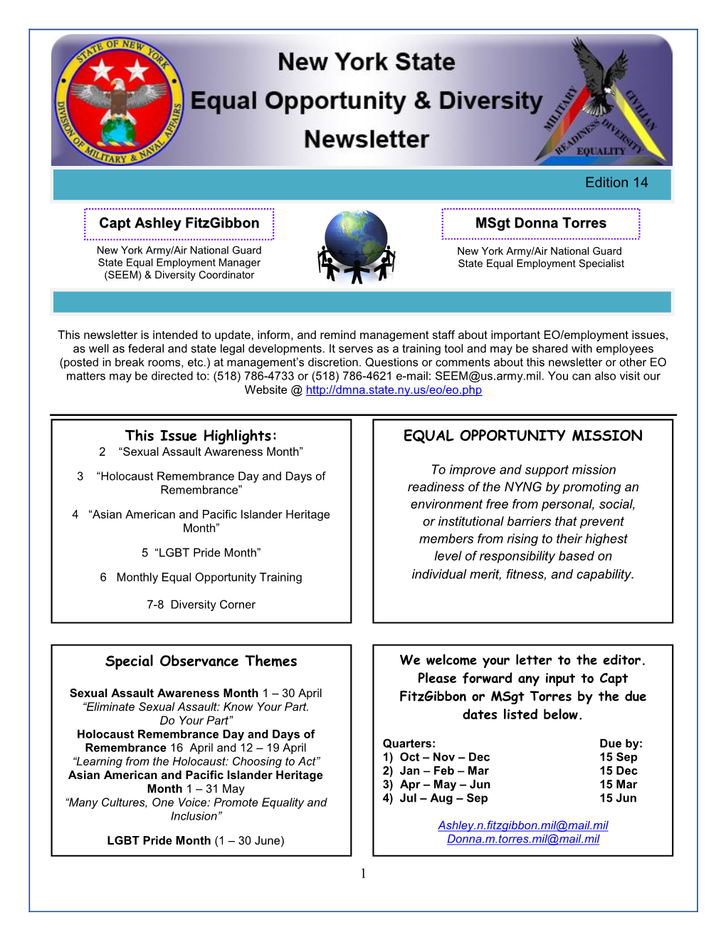 NYS Equal Opportunity & Diversity Newsletter, Apr-Jun, 2015