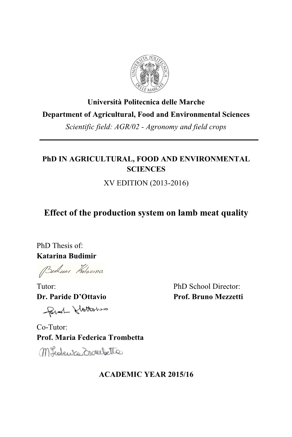 Effect of the Production System on Lamb Meat Quality