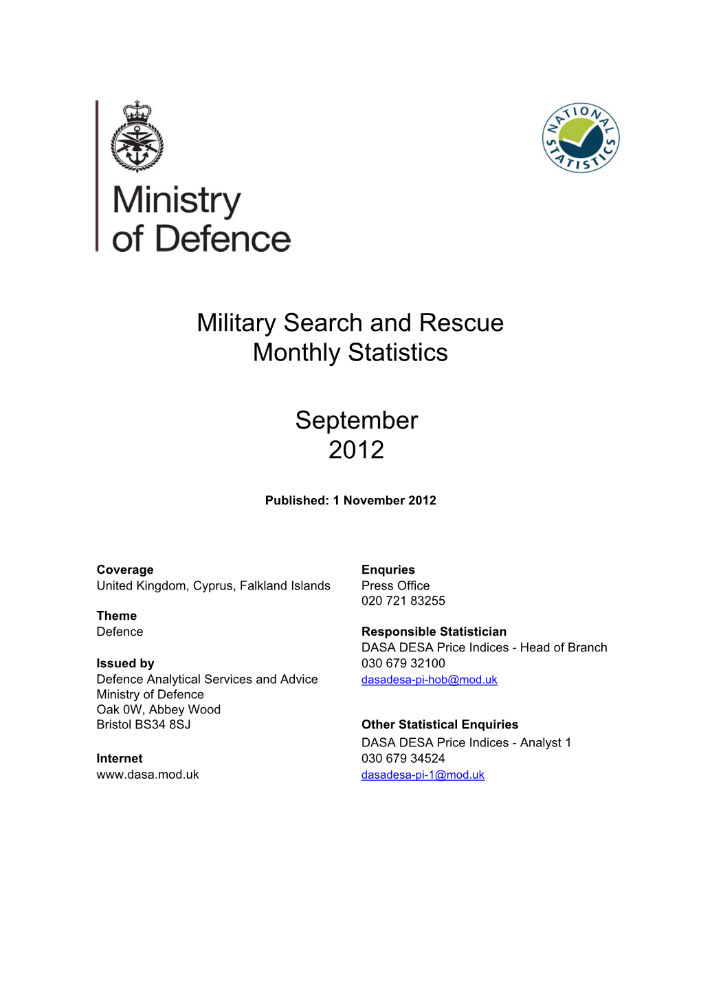 SAR Monthly Report September 2012