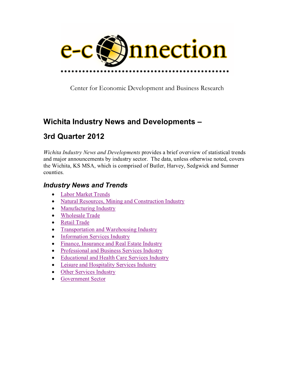 Wichita Industry News and Developments – 3Rd Quarter 2012