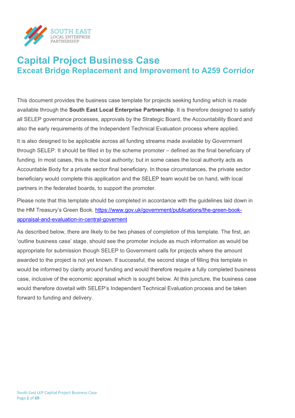 Capital Project Business Case Exceat Bridge Replacement and Improvement to A259 Corridor