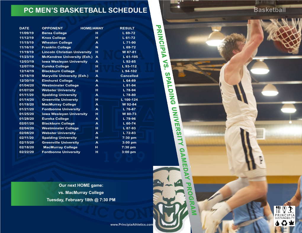 Principia Vs. Spalding University G a Meday Program