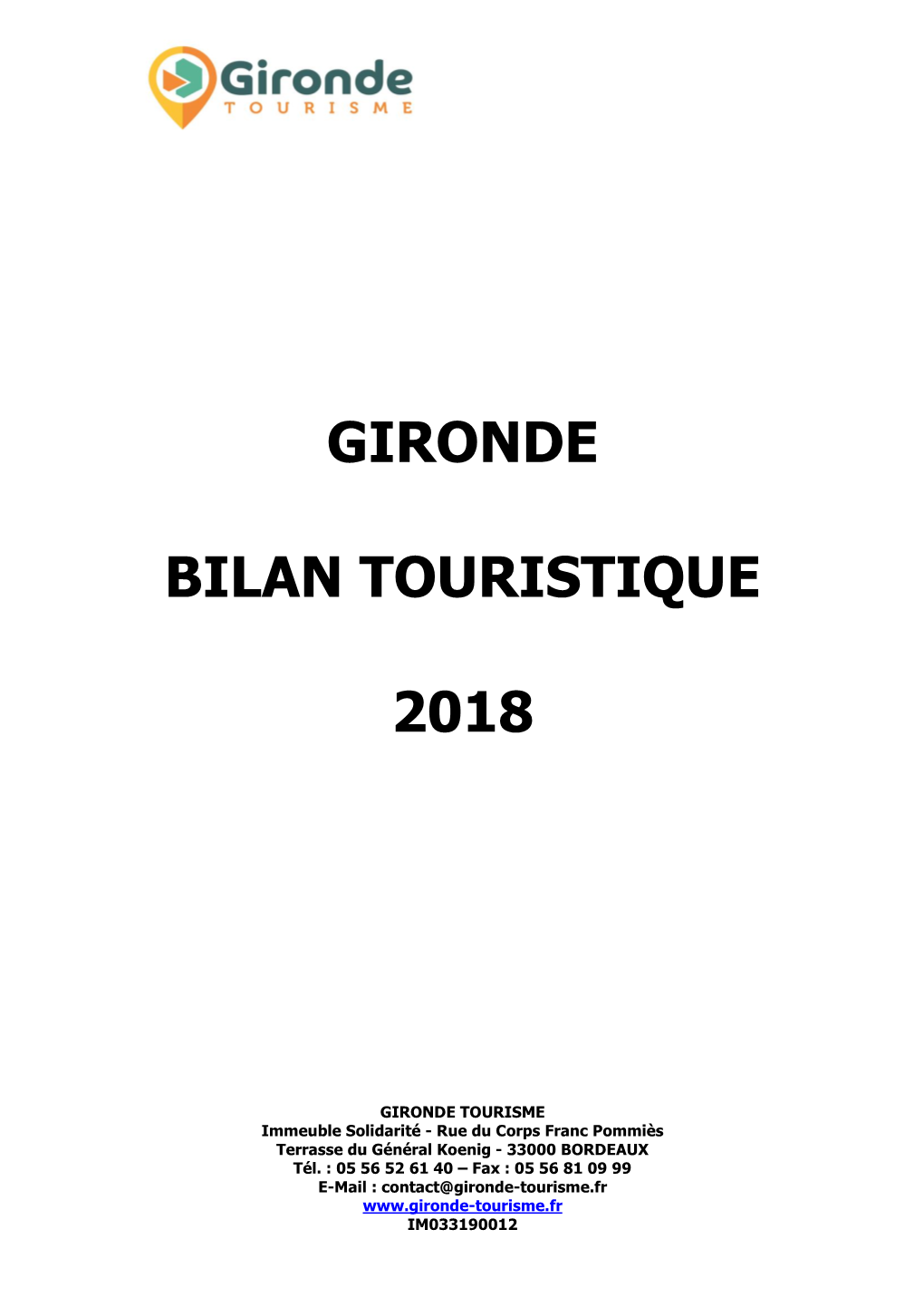 Bilan Touristique Gironde 2018