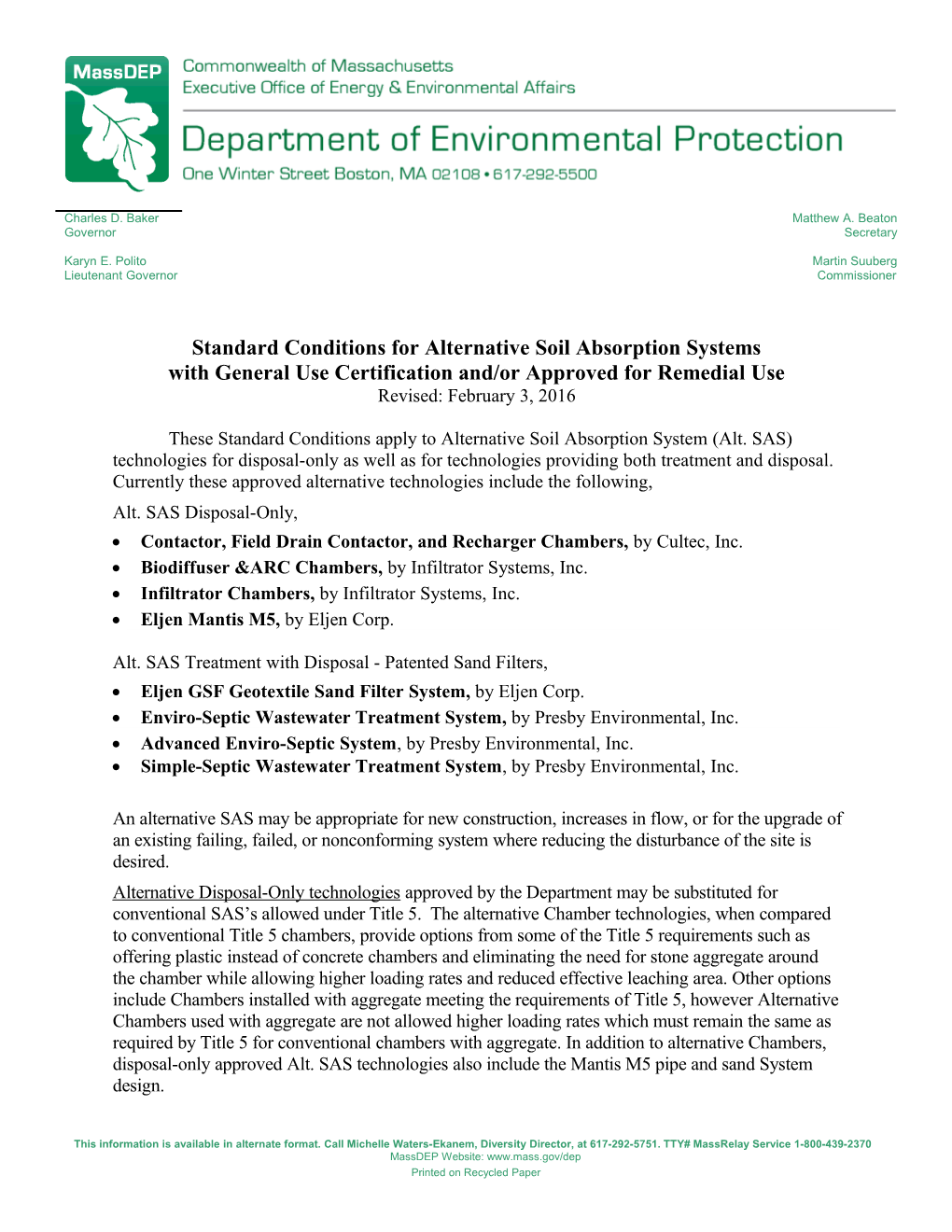 Standard Conditions for Alternative Soil Absorption Systems Page 15 of 15