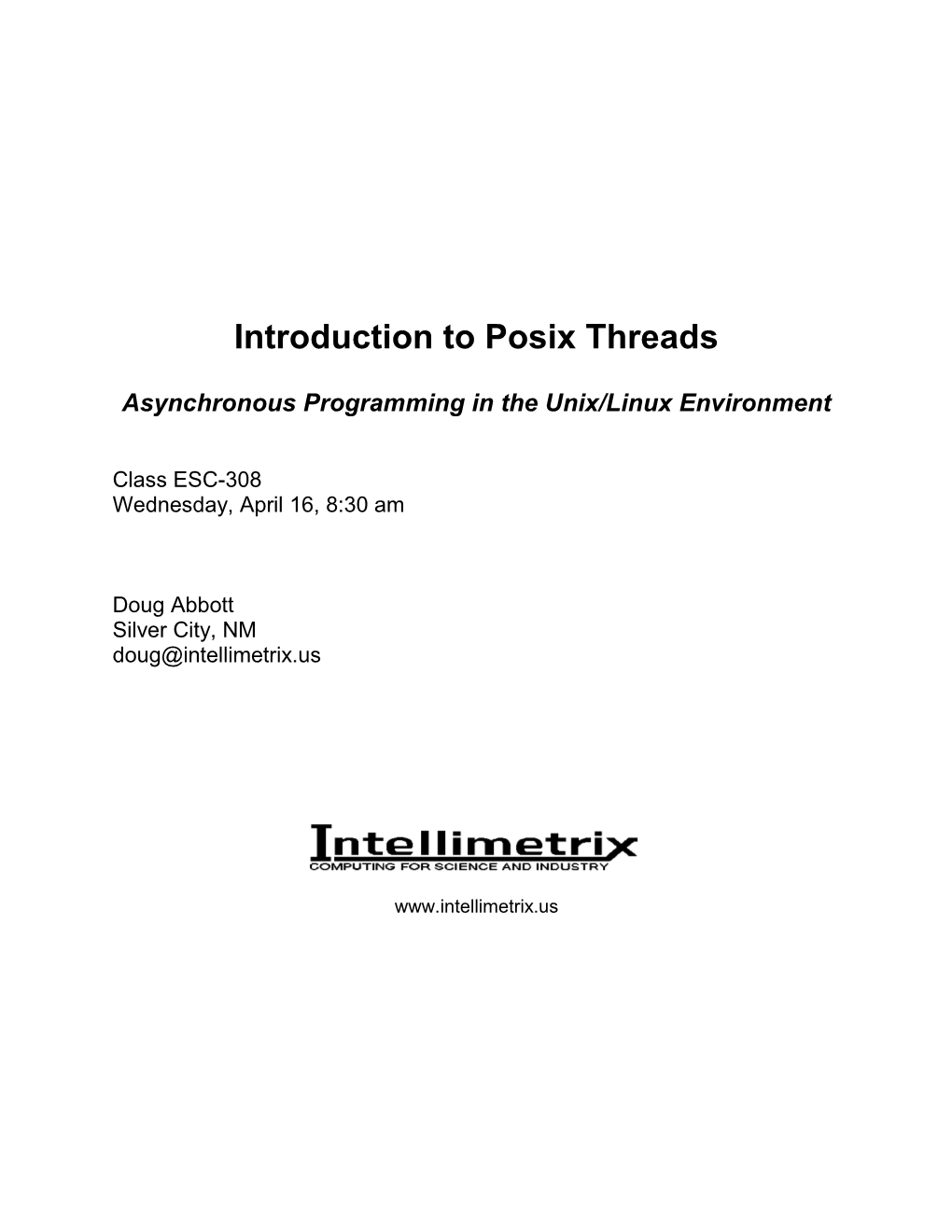 Introduction to Posix Threads