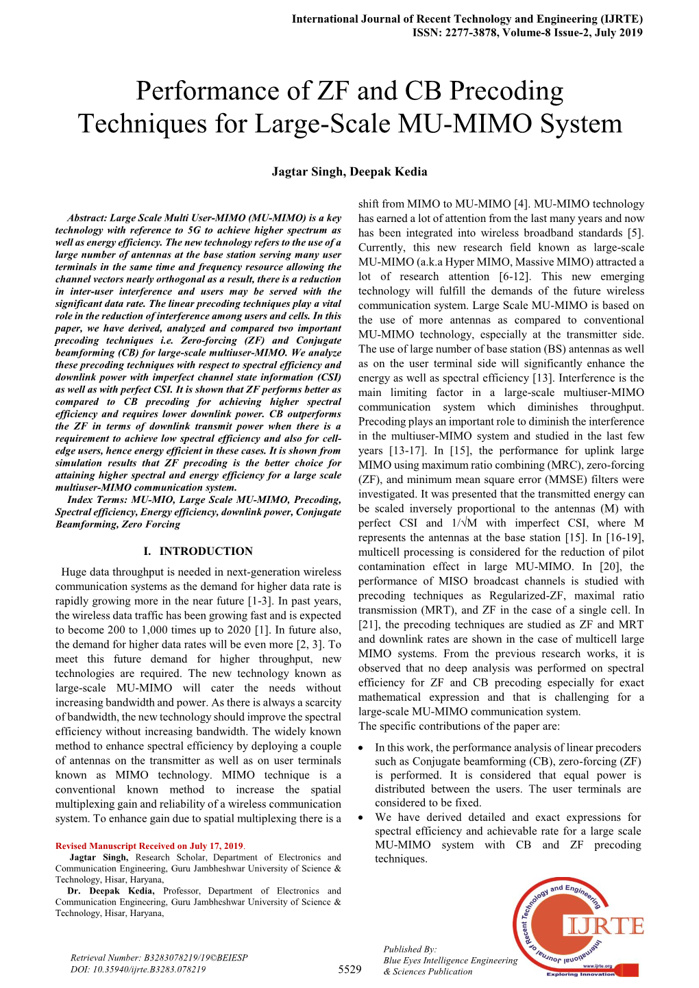 Performance of ZF and CB Precoding Techniques for Large-Scale MU-MIMO System