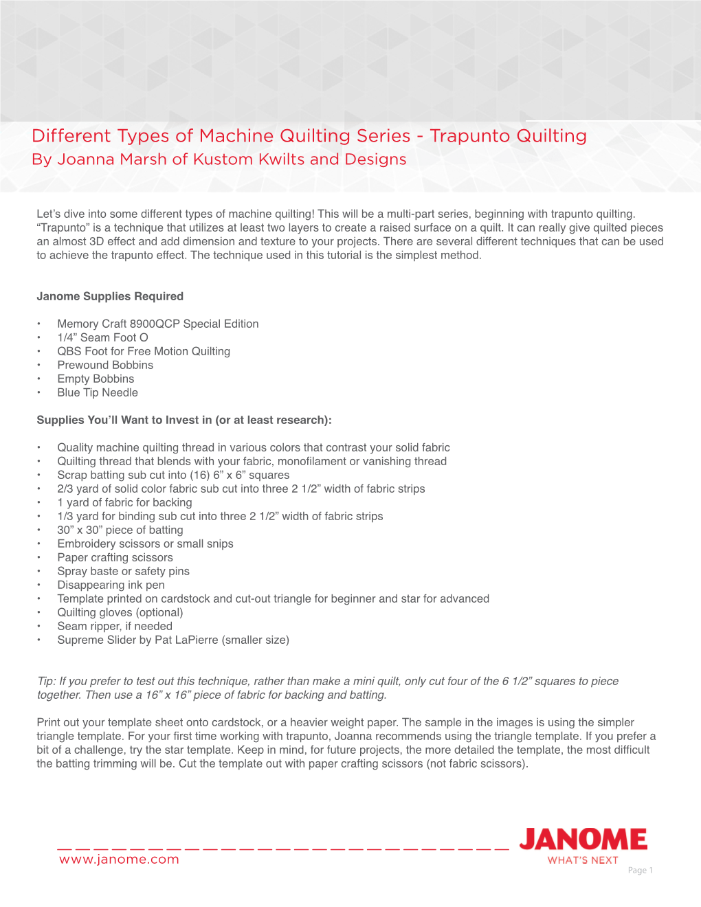 Different Types of Machine Quilting Series - Trapunto Quilting by Joanna Marsh of Kustom Kwilts and Designs