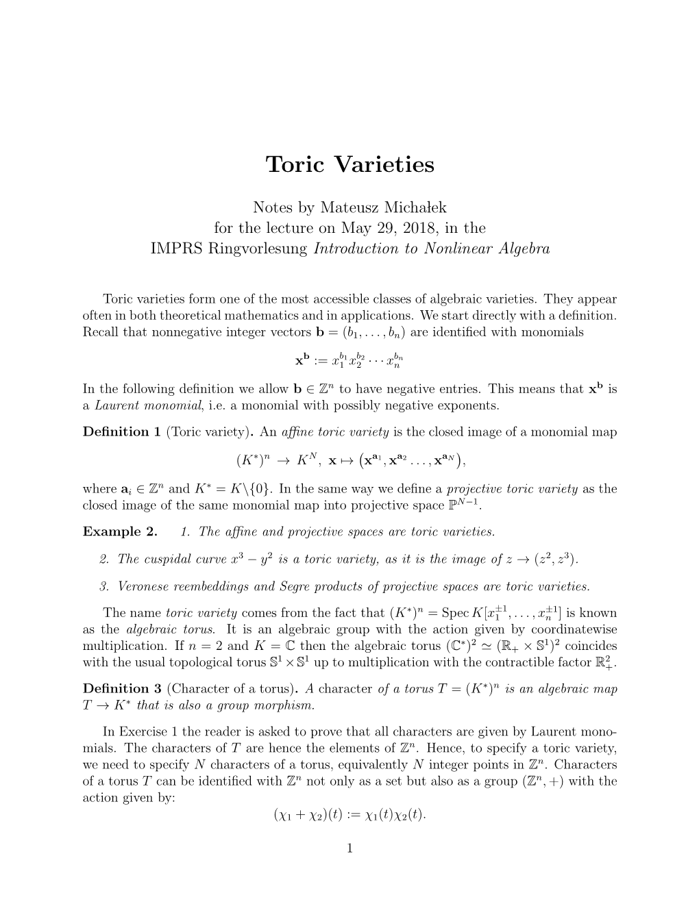 Toric Varieties