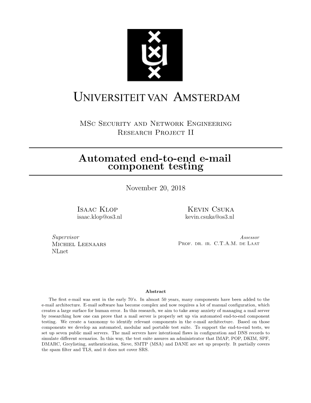 Automated End-To-End E-Mail Component Testing