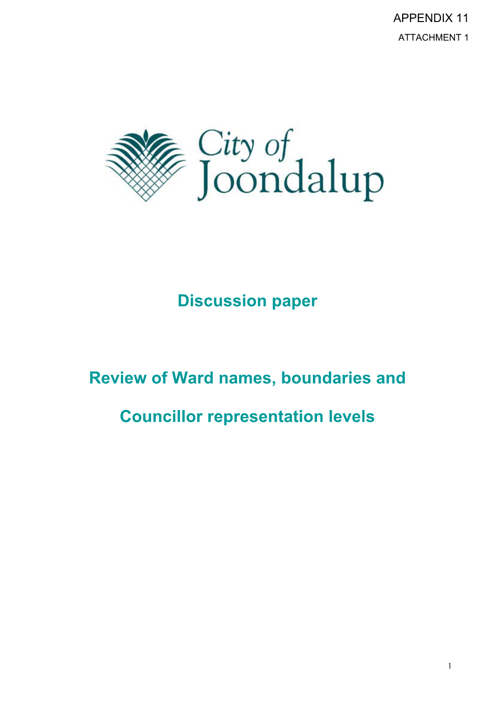 Discussion Paper Review of Ward Names, Boundaries and Councillor