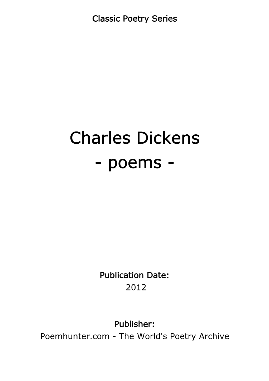 Charles Dickens - Poems