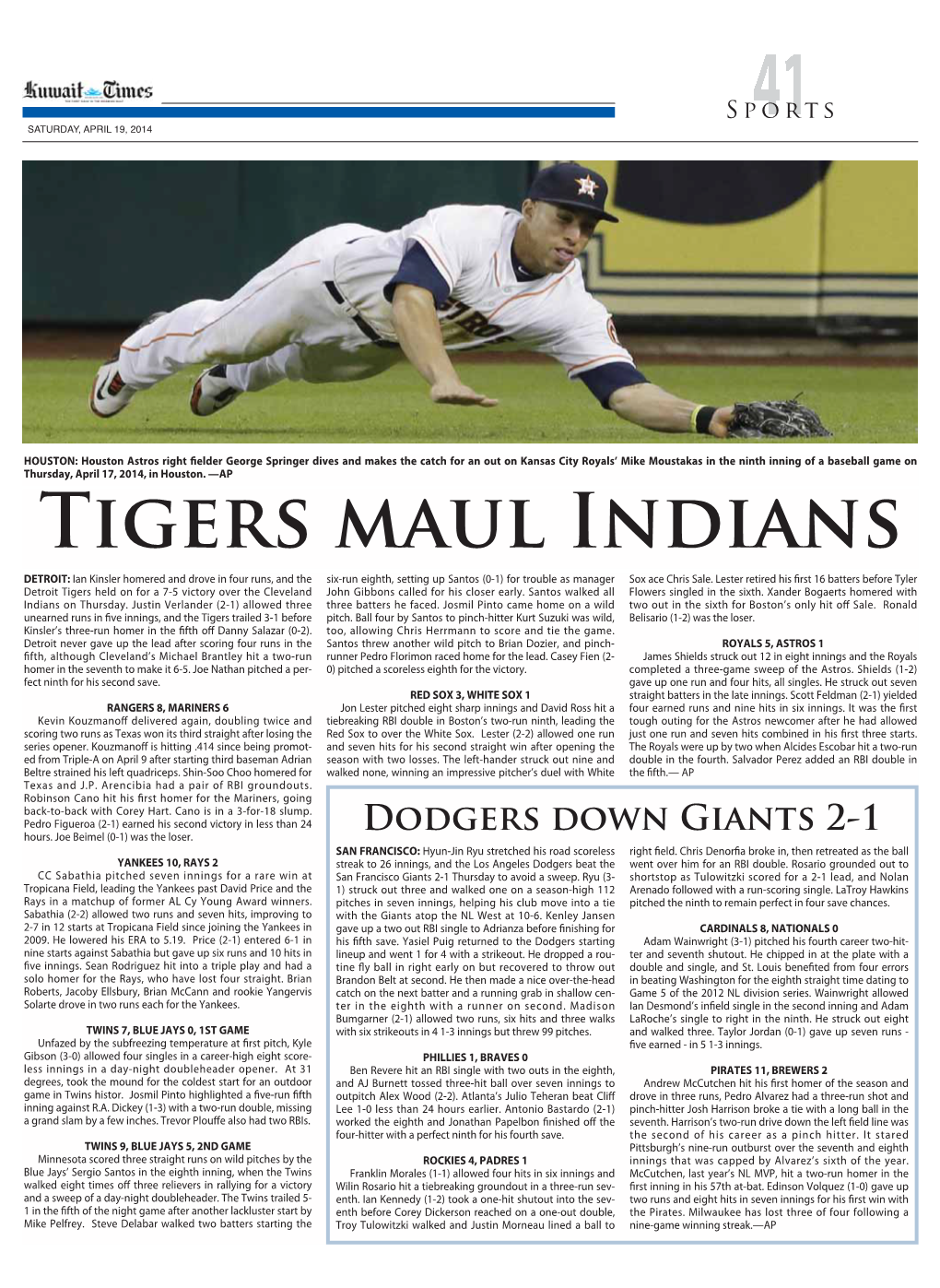 Tigers Maul Indians