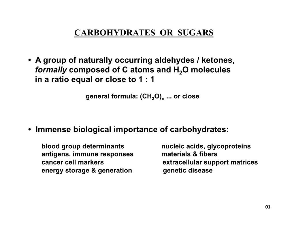 Carbohydrates Or Sugars