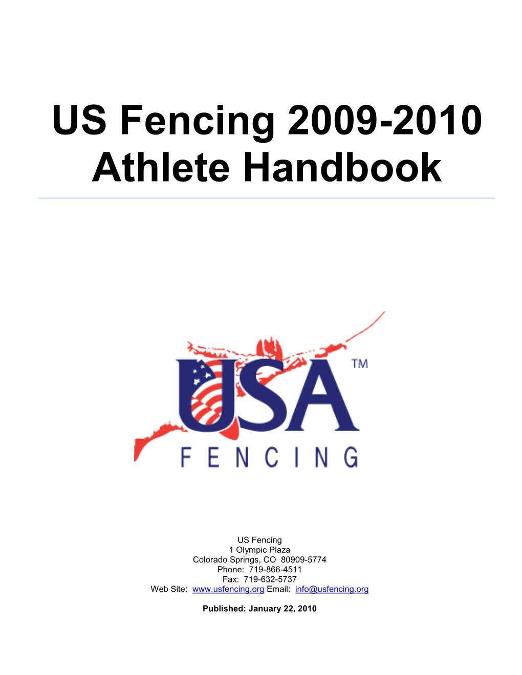 US Fencing 2009-2010 Athlete Handbook