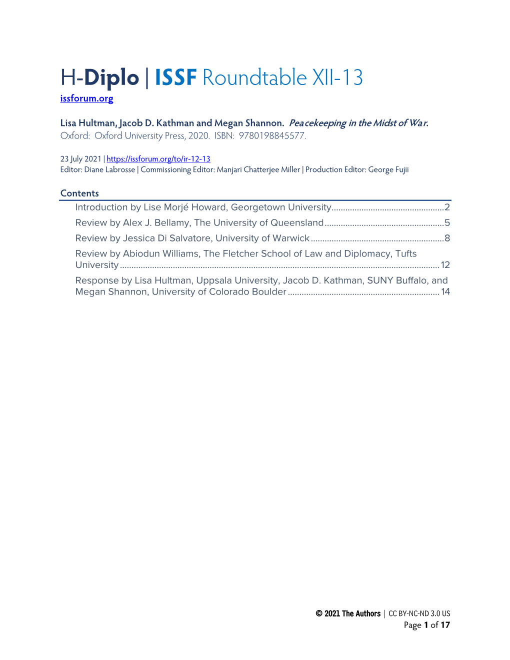 H-Diplo/ISSF Roundtable XII-13