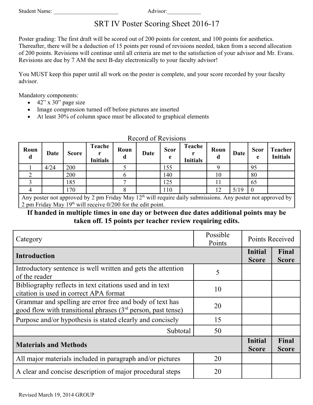 SRT IV Poster Scoring Sheet 2016-17