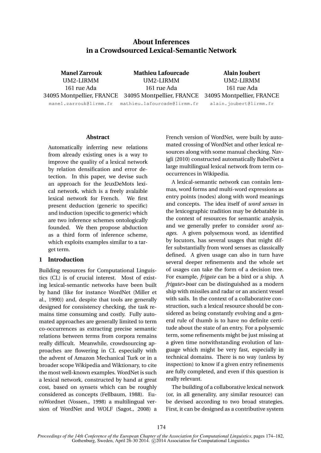 About Inferences in a Crowdsourced Lexical-Semantic Network