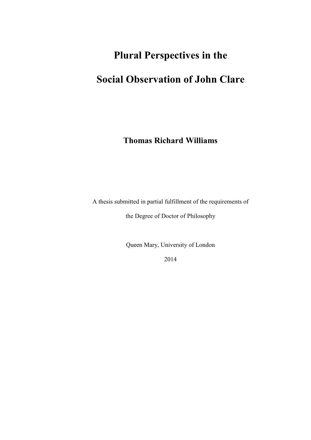 Plural Perspectives in the Social Observation of John