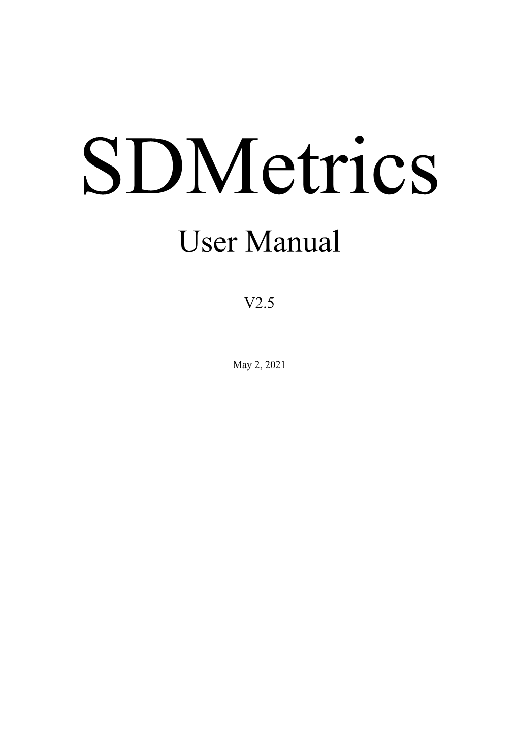 Sdmetrics User Manual