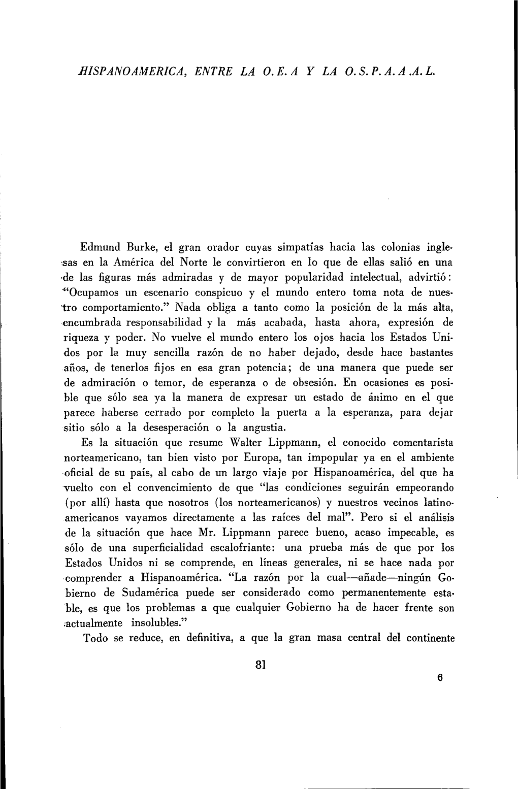 Hispanoamérica Entre La OEA Y La OSPAAAL