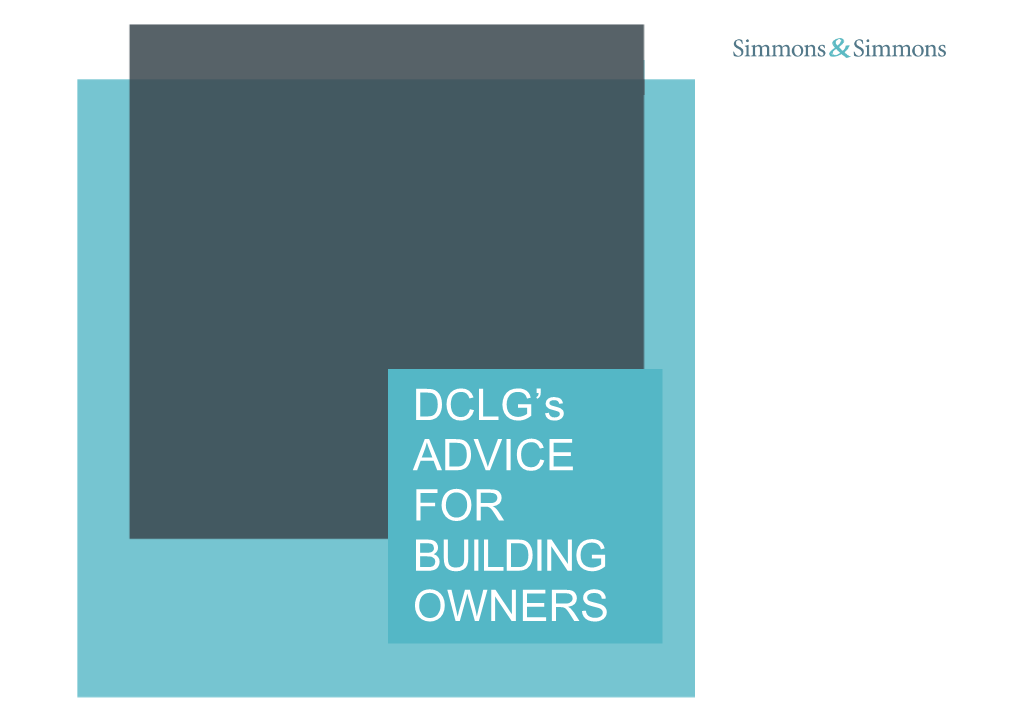 DCLG's ADVICE for BUILDING OWNERS