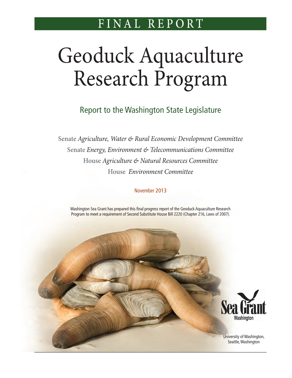 Geoduck Aquaculture Research Program