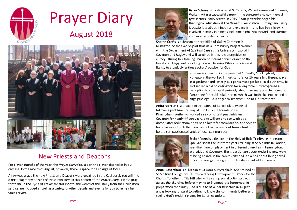 Prayer Diary Theological Education at the Queen’S Foundation, Birmingham