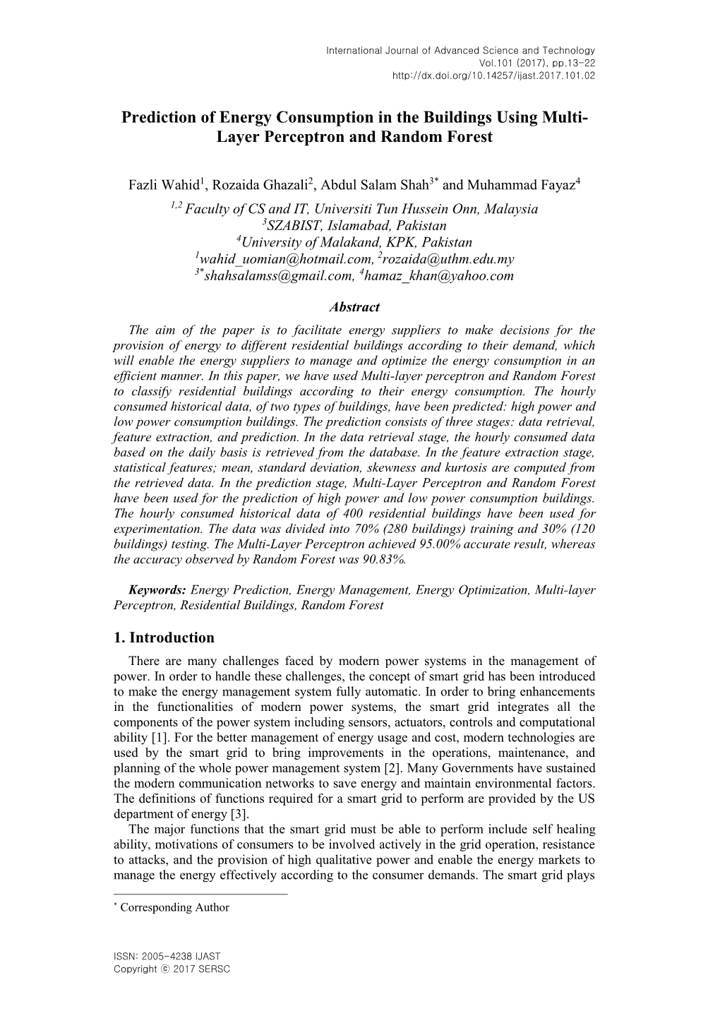 Layer Perceptron and Random Forest