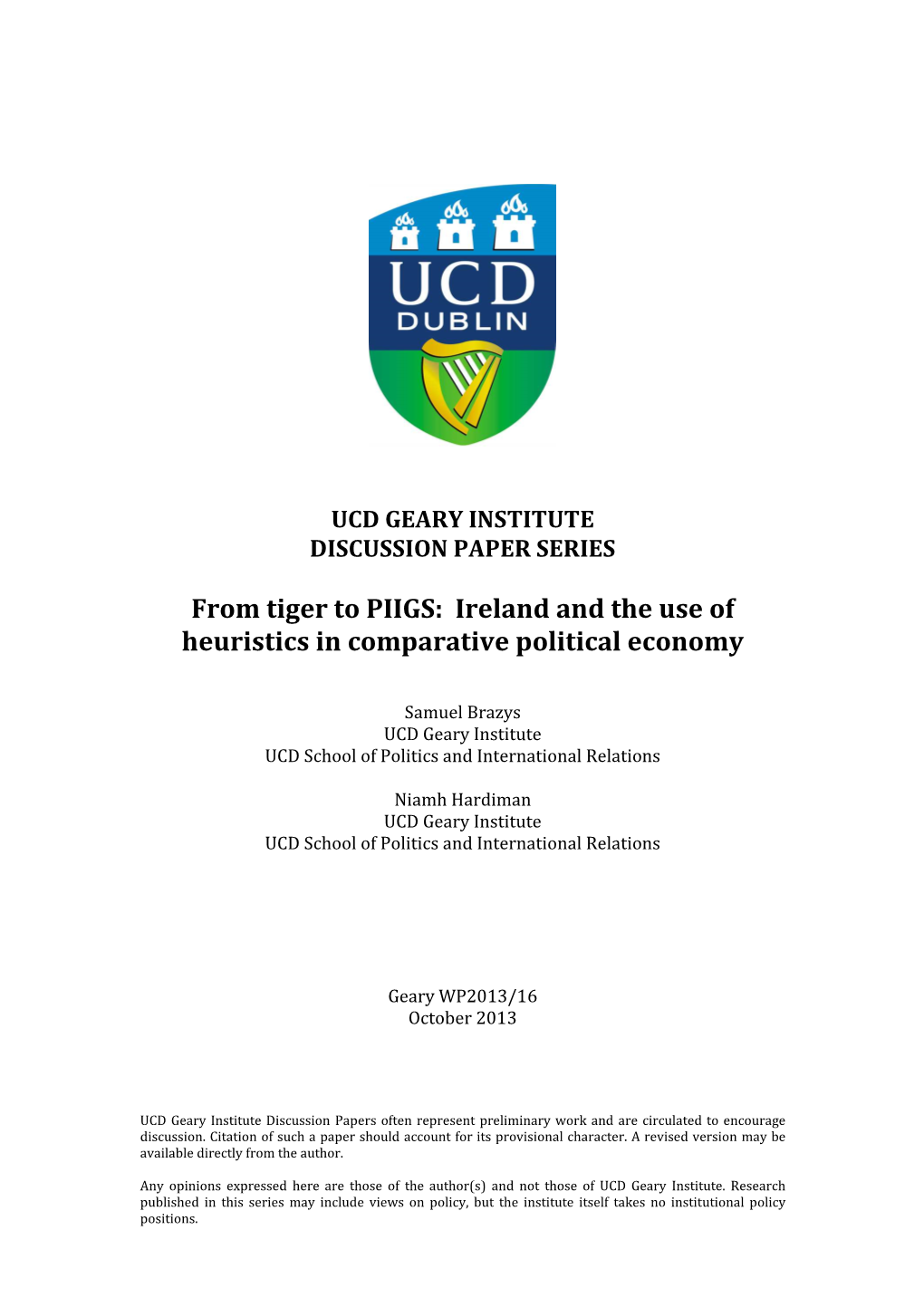 From Tiger to PIIGS: Ireland and the Use of Heuristics in Comparative Political Economy