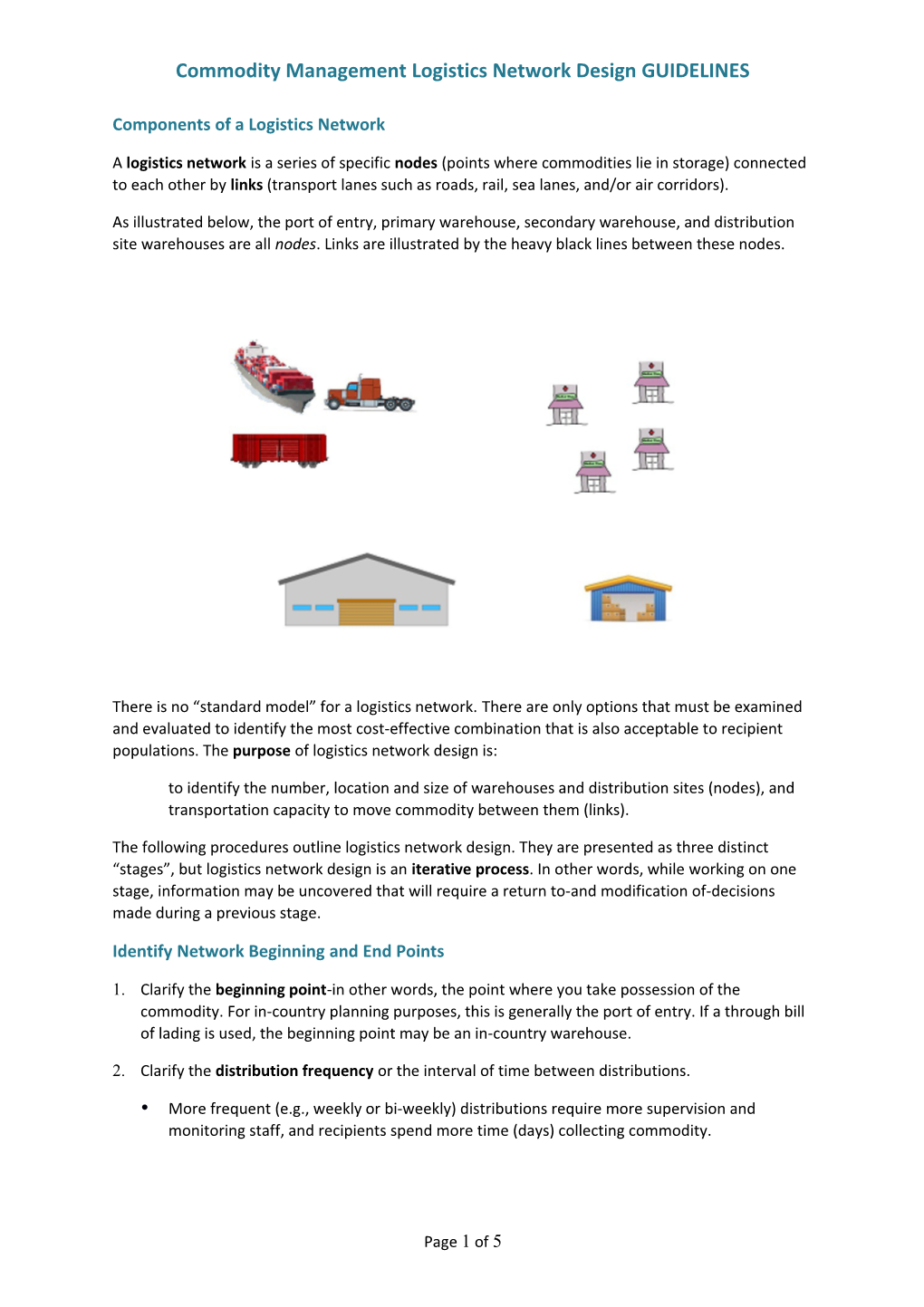 Commodity Management Logistics Network Design GUIDELINES