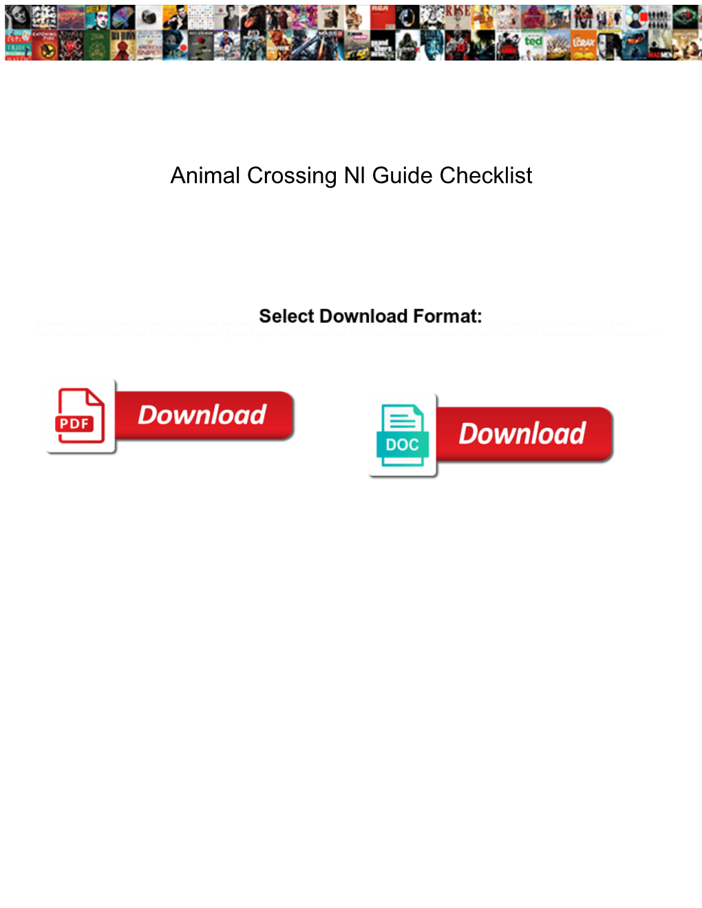 Animal Crossing Nl Guide Checklist