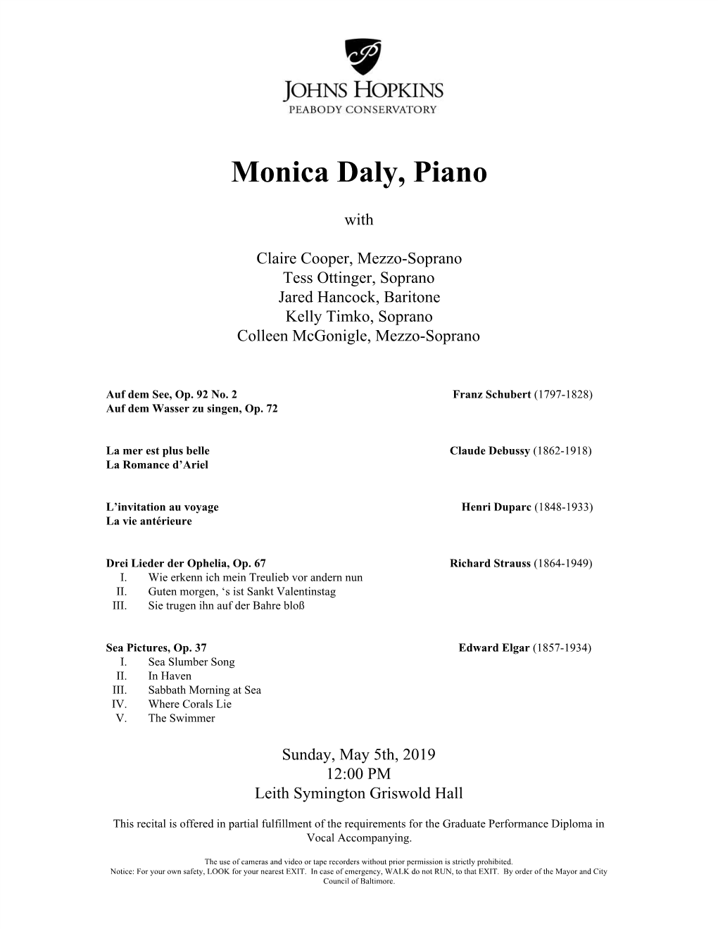 Monica Daly, Piano