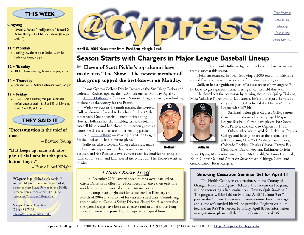 Season Starts with Chargers in Major League Baseball Lineup