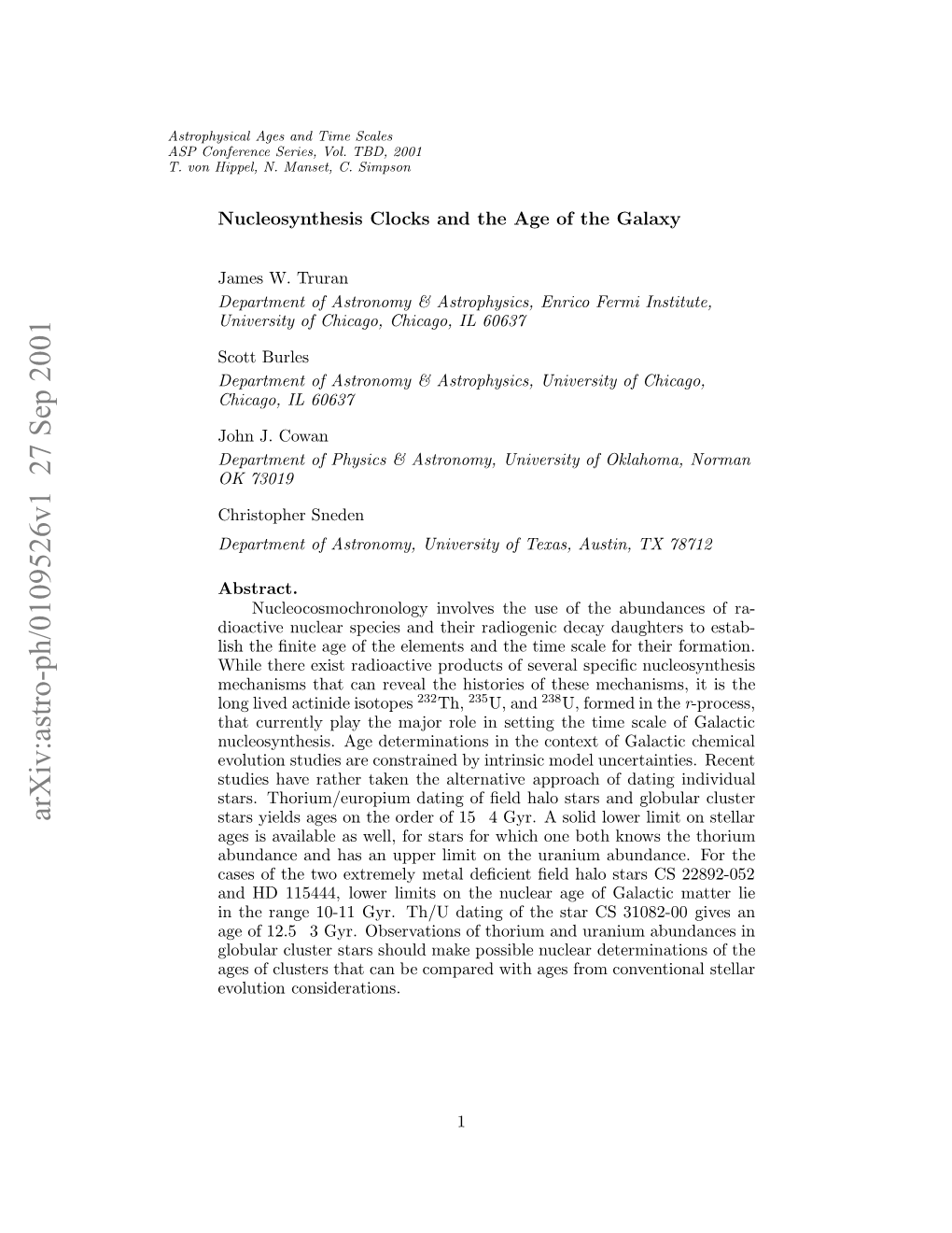 Nucleosynthesis Clocks and the Age of the Galaxy 2