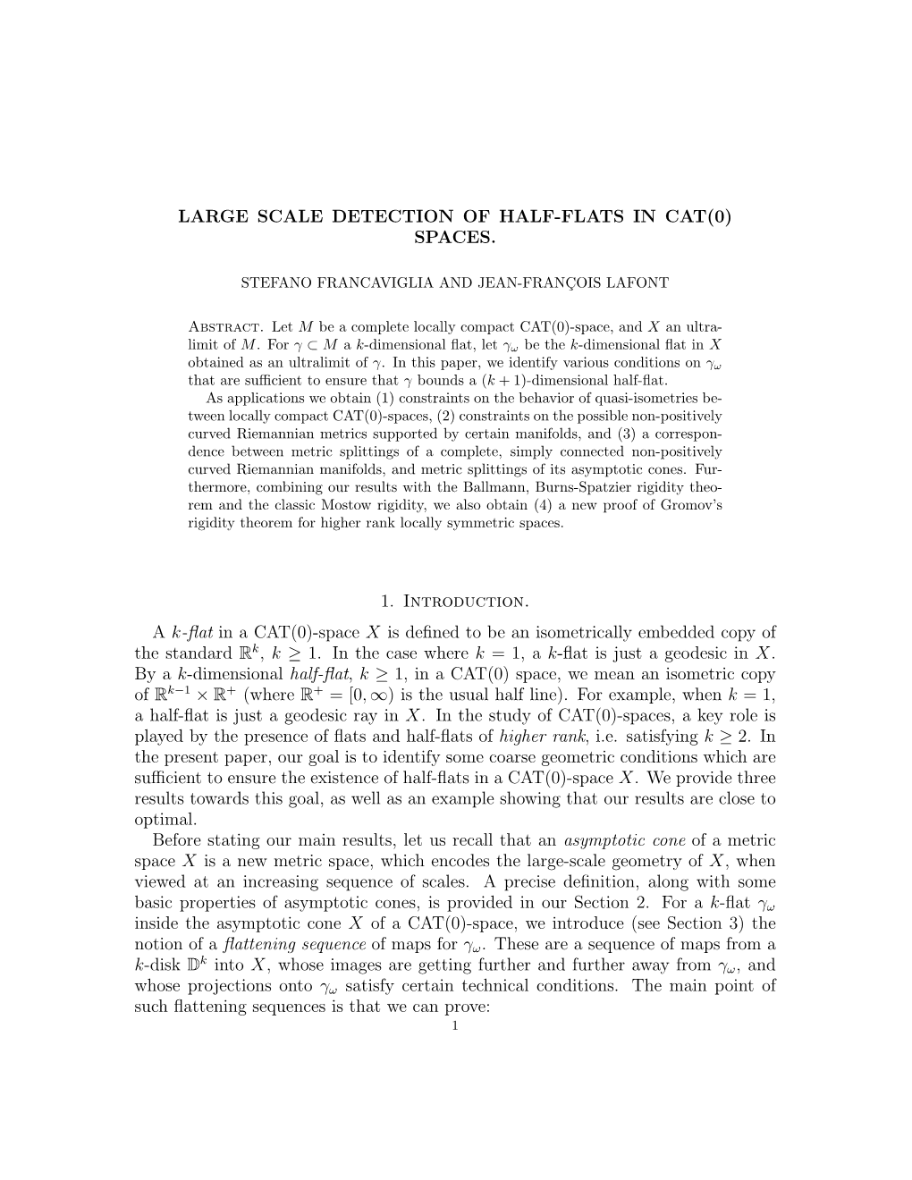 Large Scale Detection of Half-Flats in Cat(0) Spaces