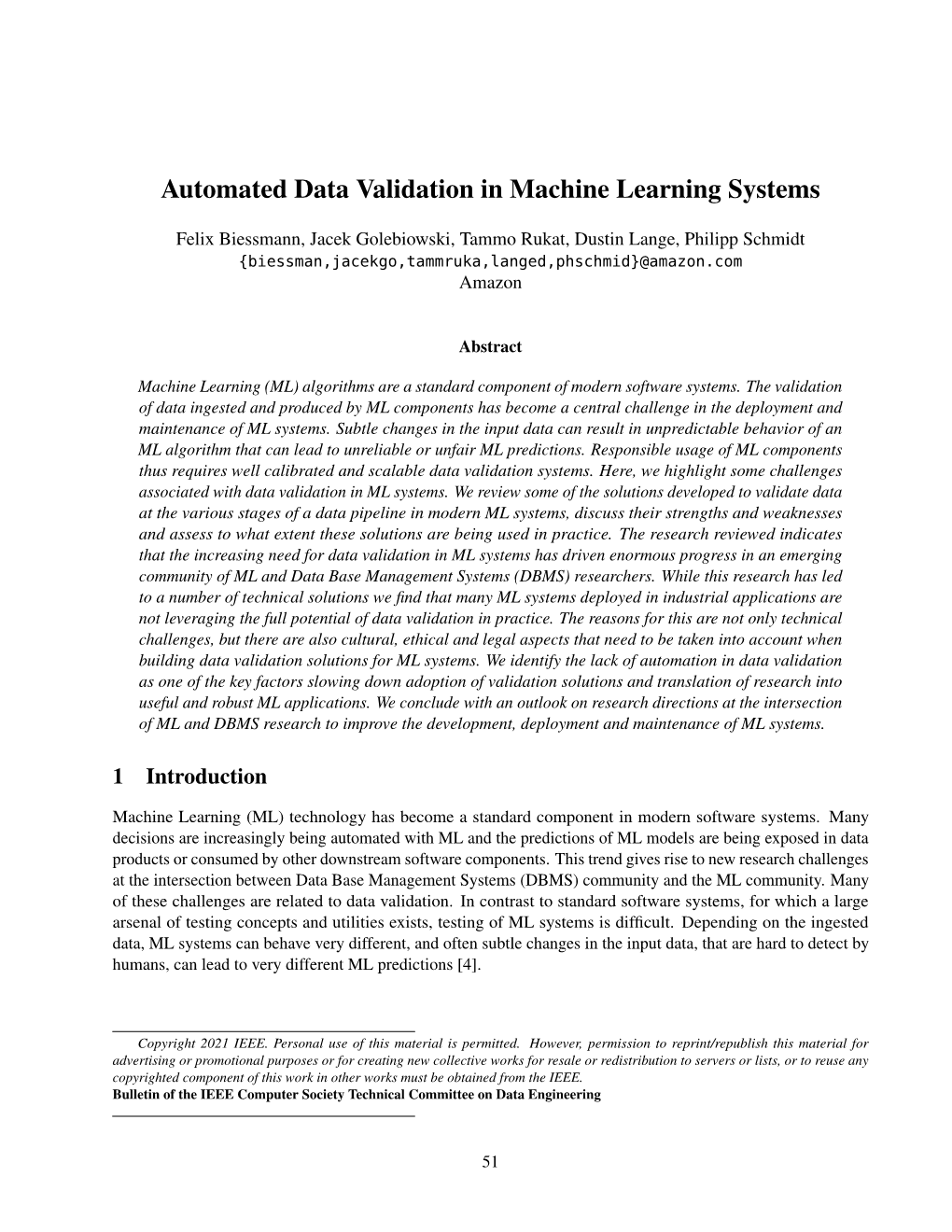 Automated Data Validation in Machine Learning Systems