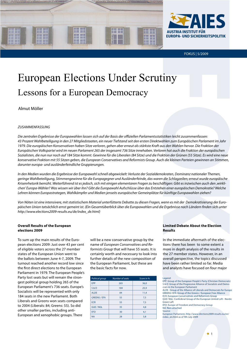 European Elections Under Scrutiny Lessons for a European Democracy