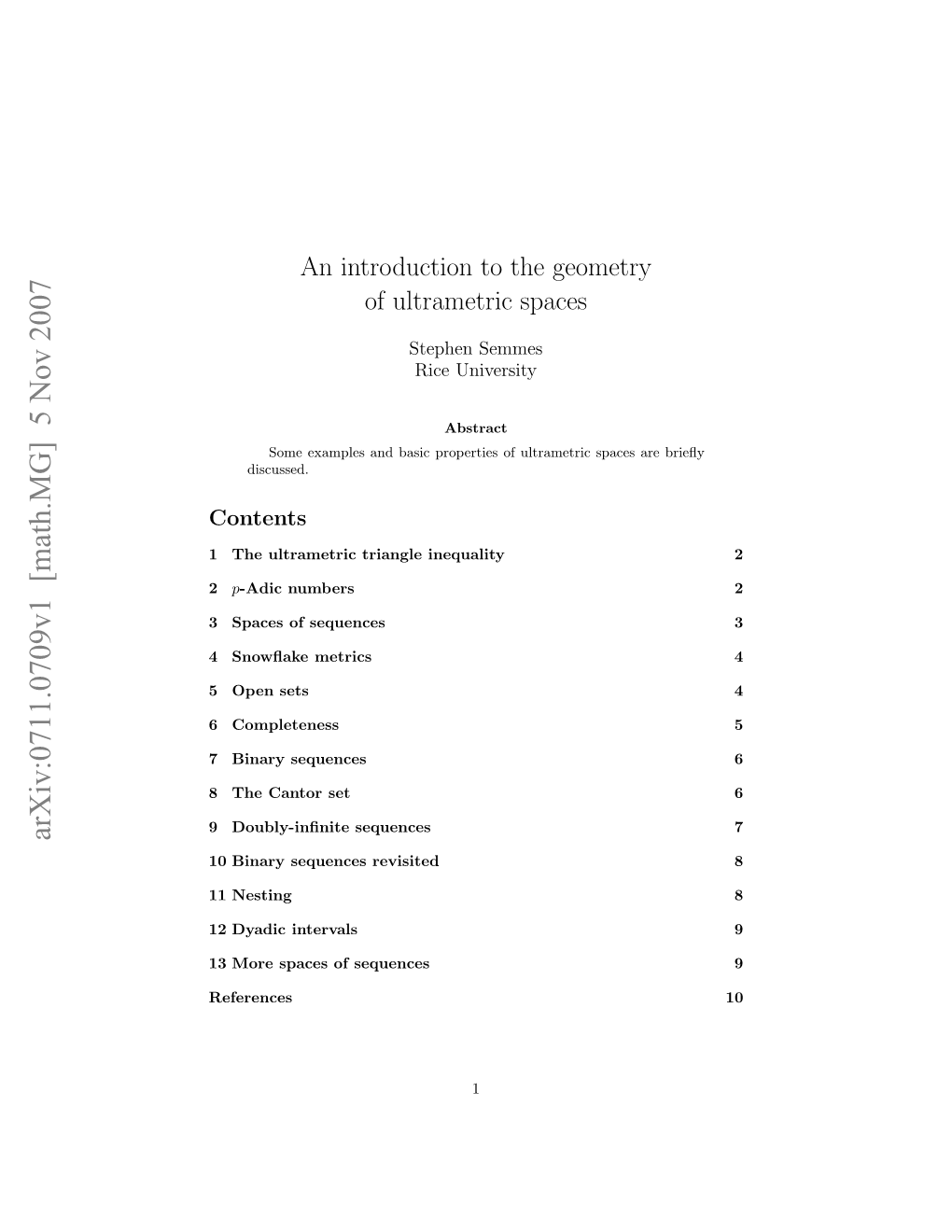 An Introduction to the Geometry of Ultrametric Spaces