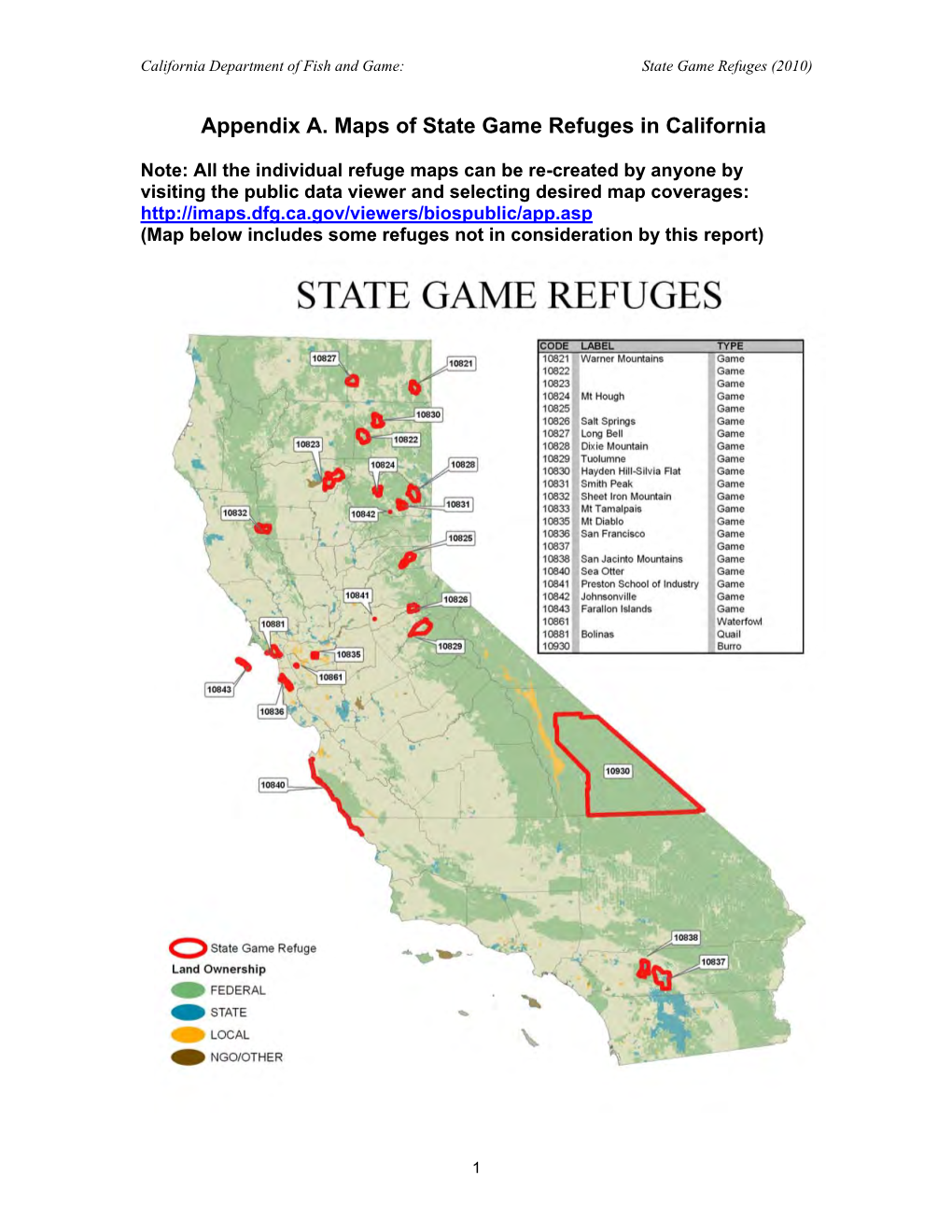 Appendix A. Maps of State Game Refuges in California