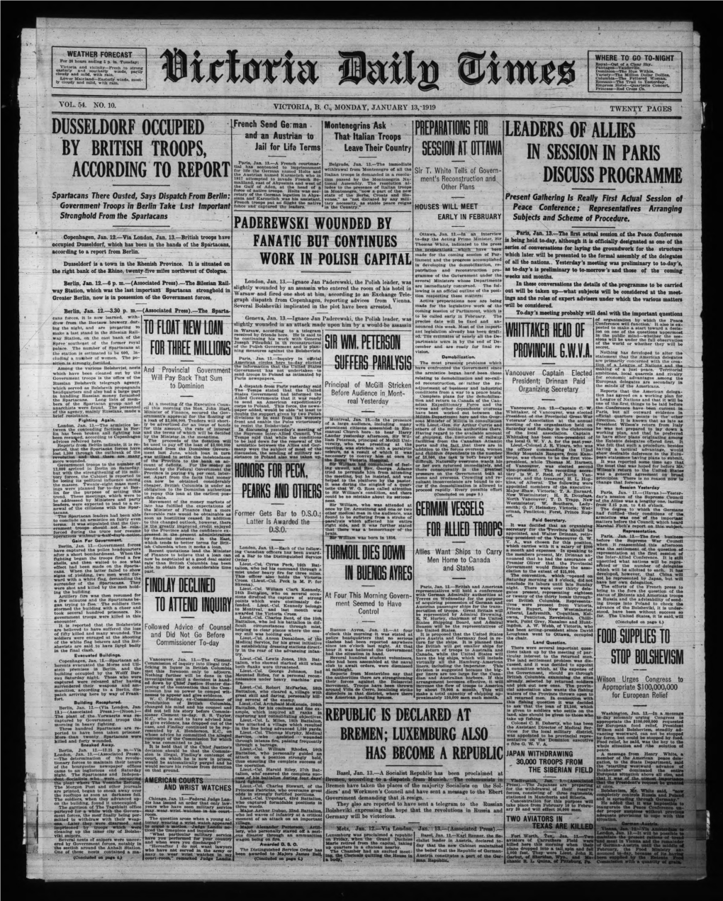 Victoria Daily Times, Monday, January 13, 1919 Gen