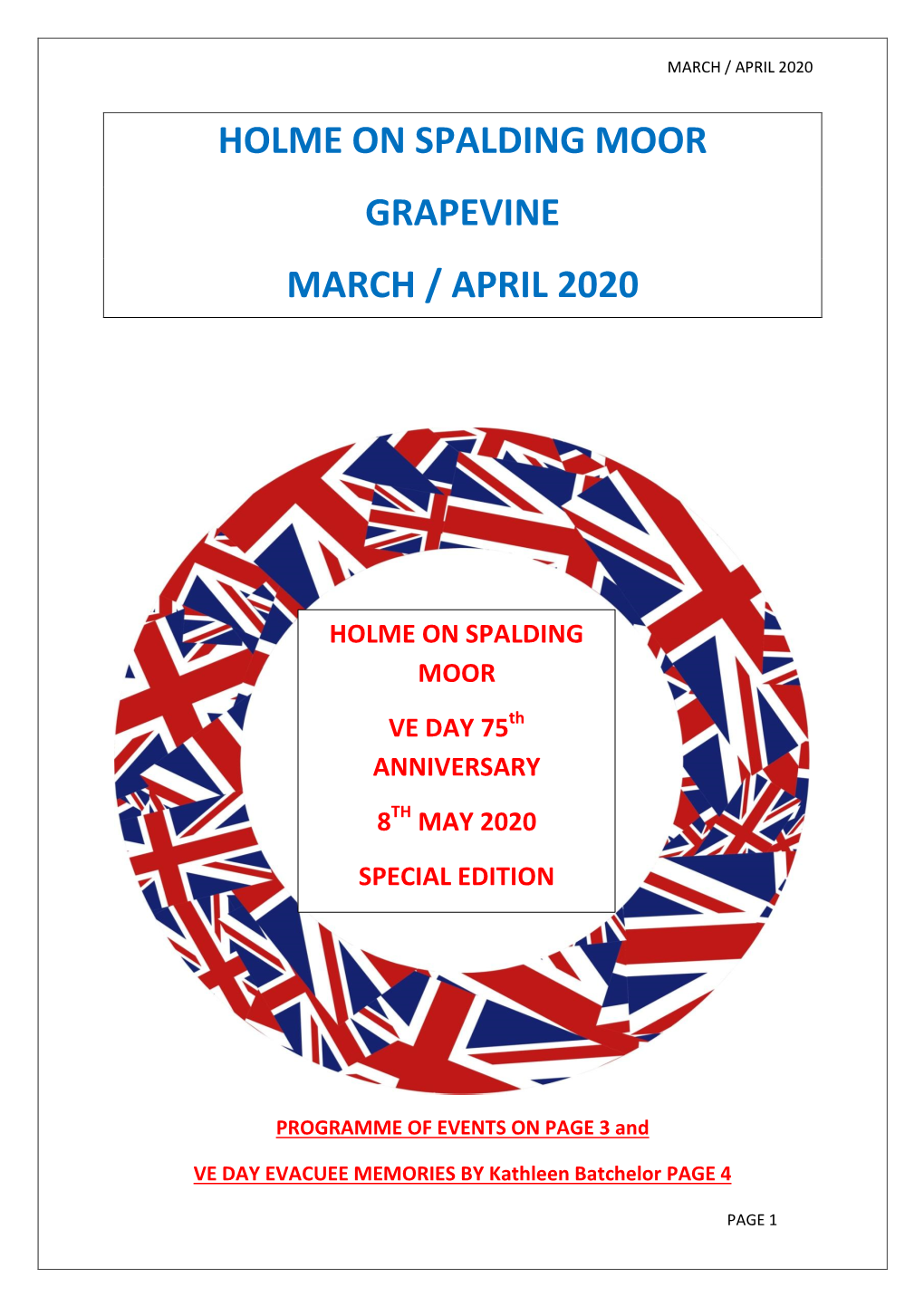 Holme on Spalding Moor Grapevine March / April 2020