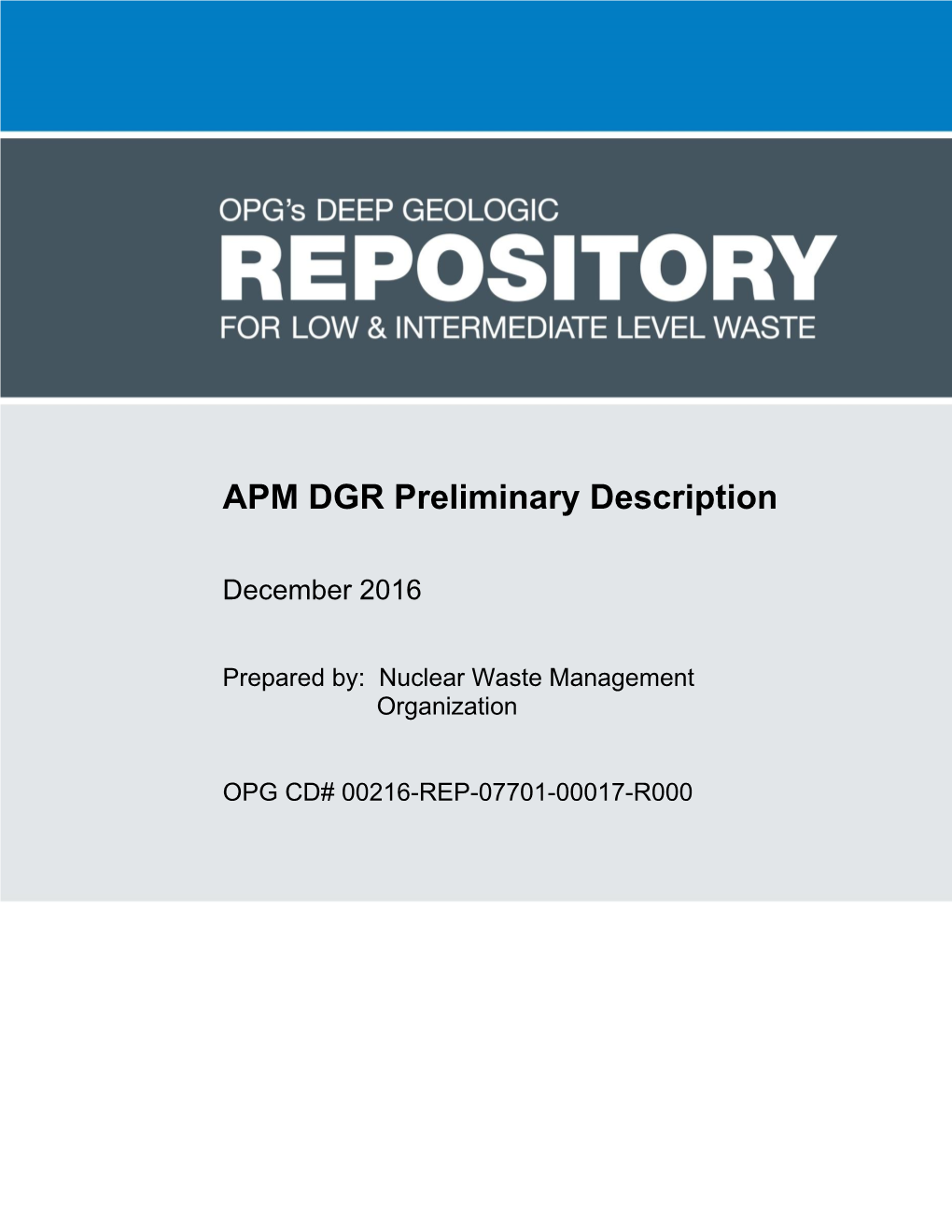 APM DGR Preliminary Description