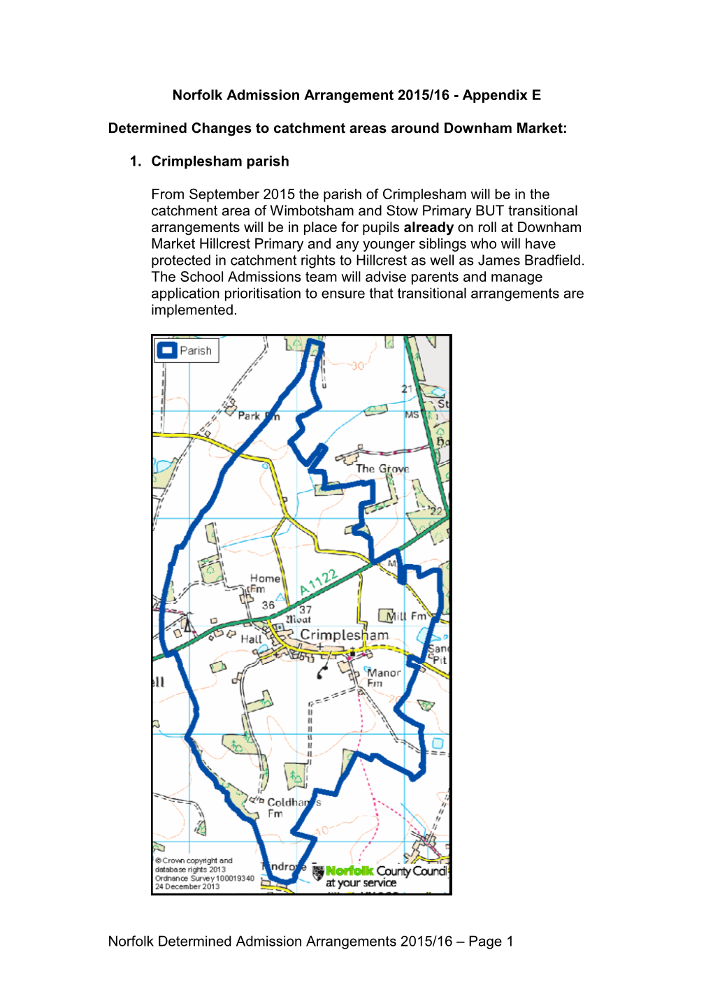 Norfolk Admission Arrangement 2013-14 Consultation