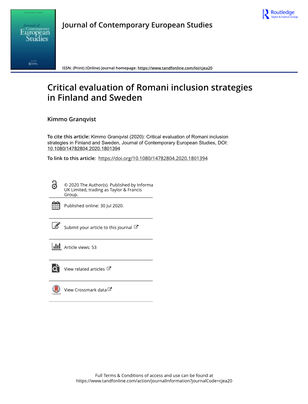 Critical Evaluation of Romani Inclusion Strategies in Finland and Sweden