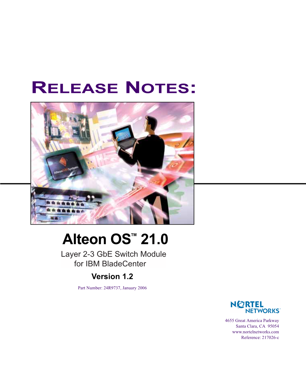 Alteon OS 21.0 Layer 2-3 Gbe Switch Module for IBM Bladecenter Version 1.2