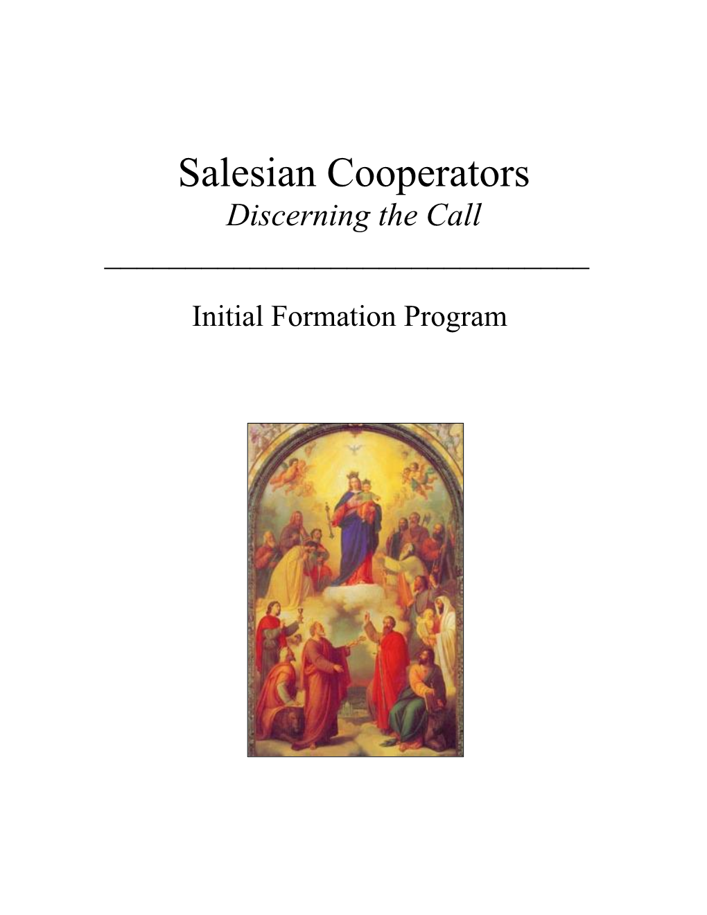 Salesian Cooperators Discerning the Call ______