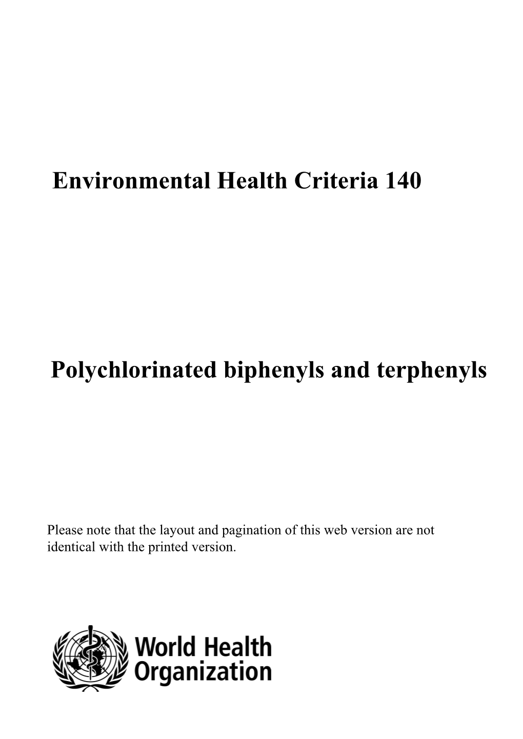 Environmental Health Criteria 140 Polychlorinated Biphenyls And