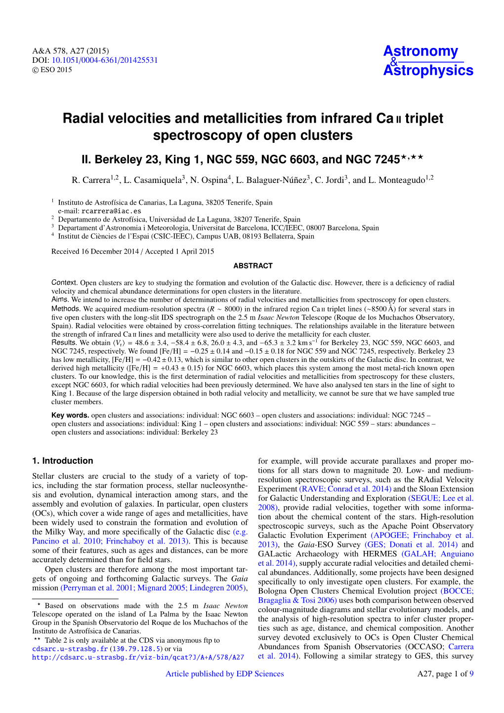 Radial Velocities and Metallicities from Infrared Ca Ii Triplet Spectroscopy of Open Clusters II