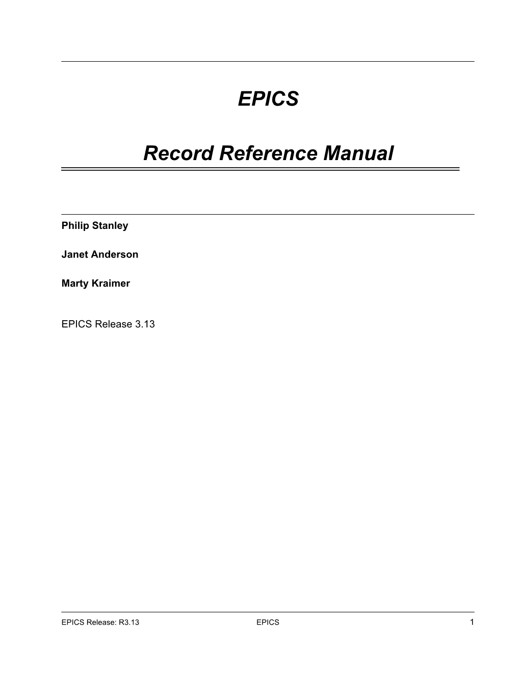 EPICS Record Reference Manual