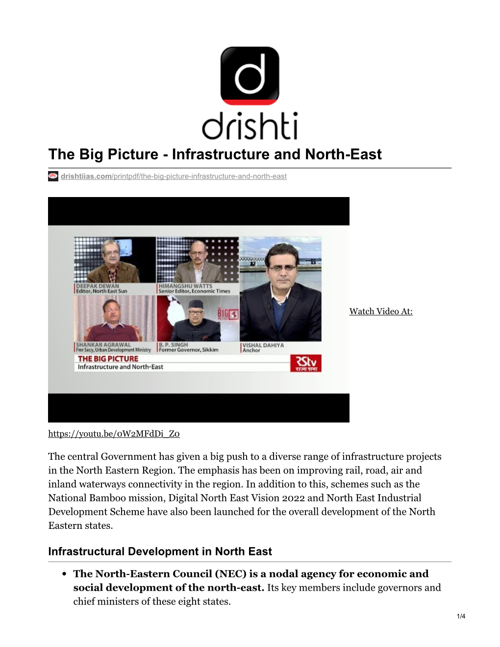 Infrastructure and North-East